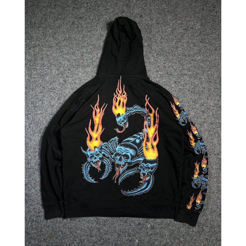ALLSAINTS Scorpion Fire Hoodie Big Logo Black XS-S Size Men's